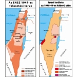 Az ENSZ '47-es felosztási terve - izrael területe a '48--es háború után